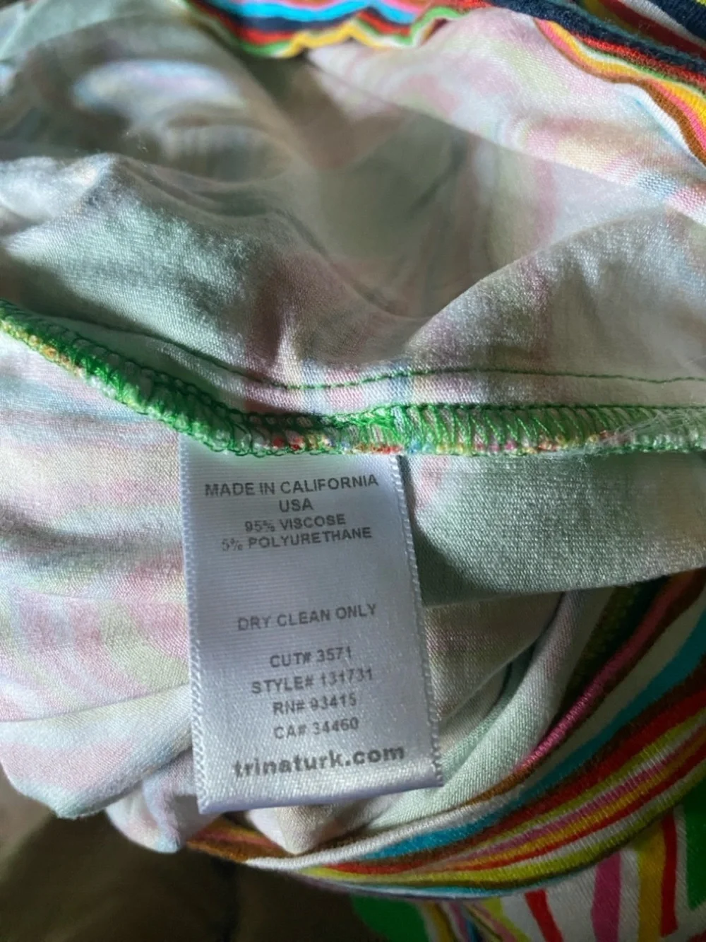 Trina Turk Green Multicolor Swirl Print Long Sleeve Shift Dress